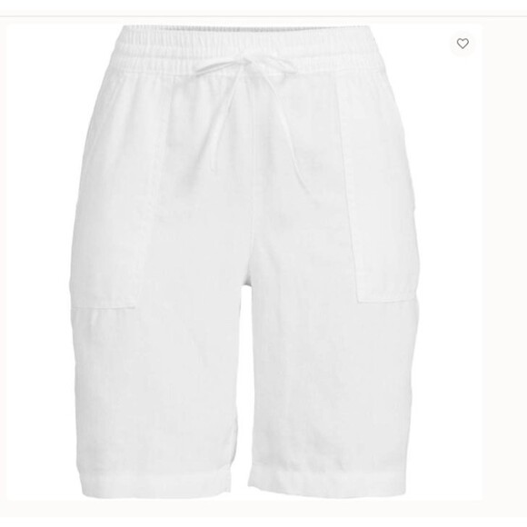lands end linen shorts 22w 2x 22  High Rise Pull On Elastic Waist summer Bermuda - Picture 1 of 4